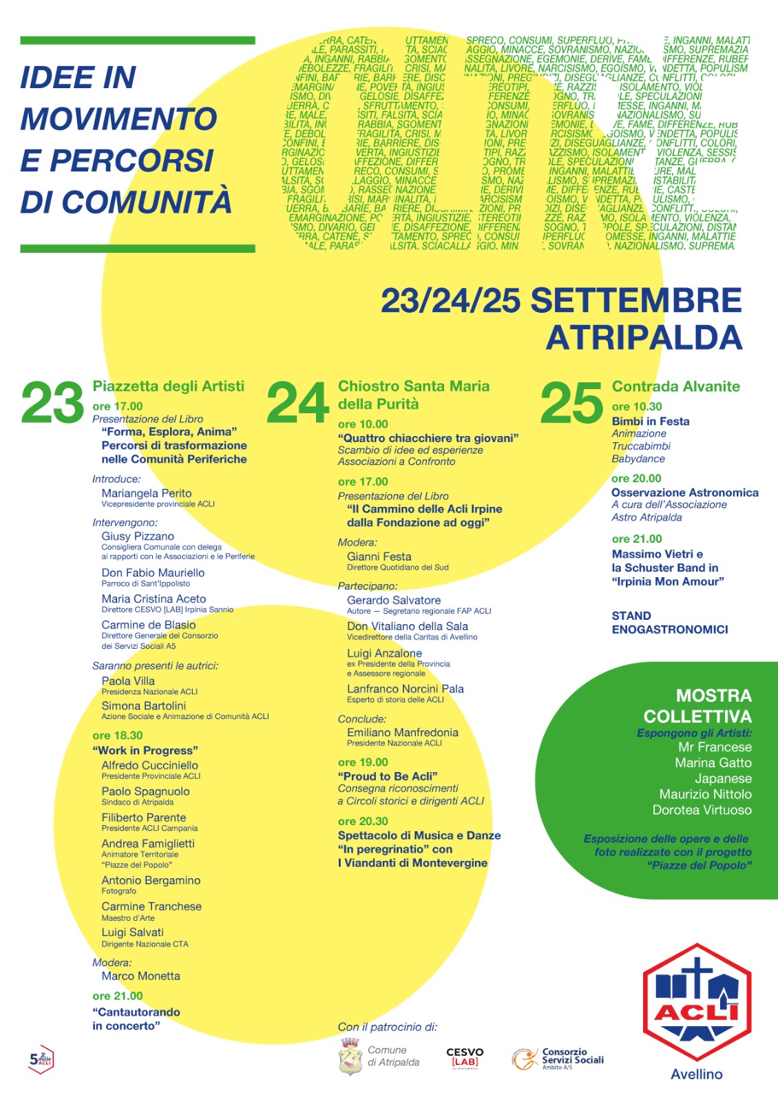 Oltre, la festa provinciale delle ACLI irpine ad Atripalda il 23 24 25 settembre Oltre, la festa provinciale delle ACLI irpine ad Atripalda il 23 24 25 settembre