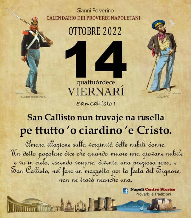 O PRUVERBIO D O JUORNO. Venerdì 14 ottobre 2022 O PRUVERBIO D O JUORNO. Venerdì 14 ottobre 2022