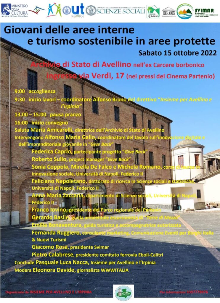 Convegno al Carcere borbonico dal titolo: Giovani delle aree interne e turismo sostenibile in aree protette.