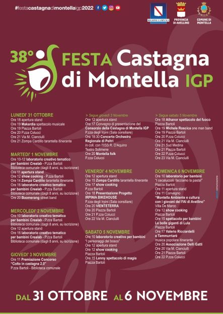 Festa della Castagna di Montella Igp. A Montella dal 31 ottobre al 6 novembre