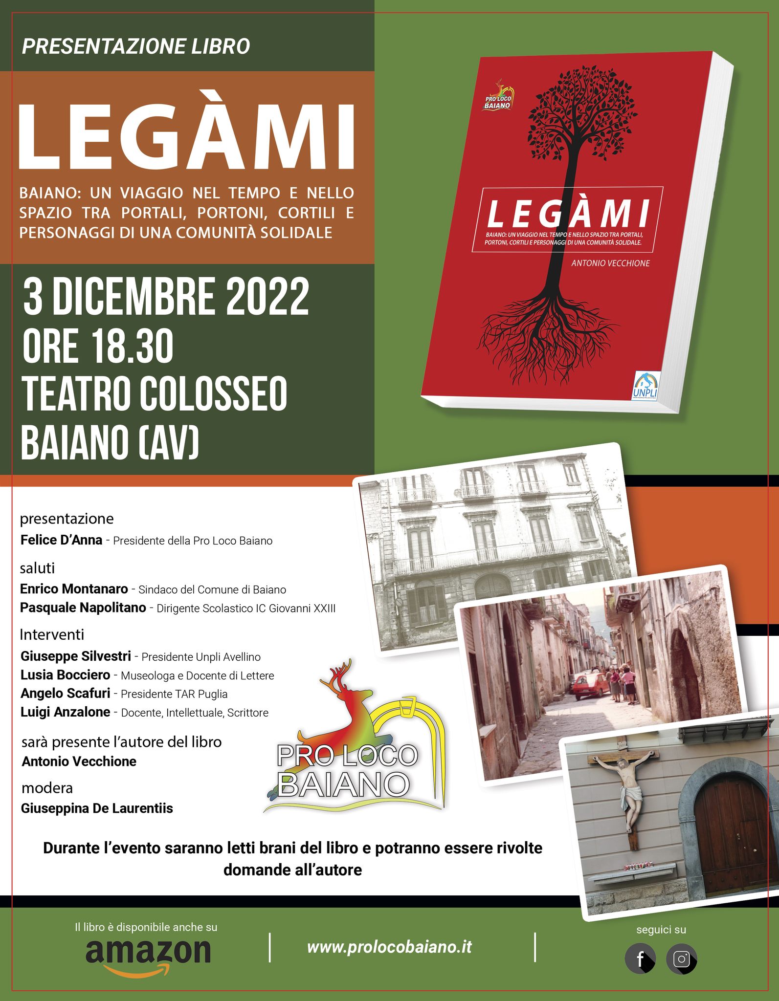 BAIANO. Antonio Vecchione presenta il suo ultimo libro: “Legàmi”. Appuntamento il 3 dicembre
