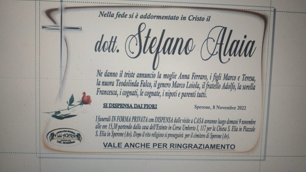 SPERONE. Nel pomeriggio i funerali dellex sindaco Stefano Alaia SPERONE. Nel pomeriggio i funerali dellex sindaco Stefano Alaia
