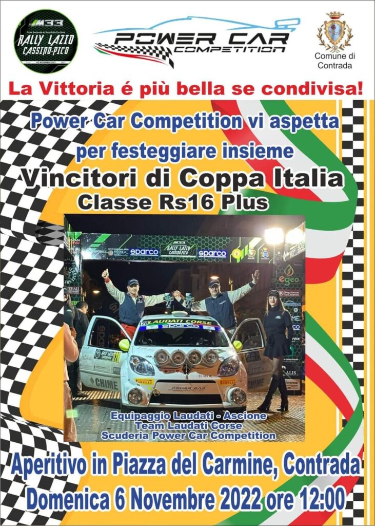 Contrada( Av): Paese in festa per la conquista della Coppa Italia di Rally del team Laudati Ascione