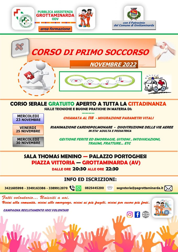 GROTTAMINARDA. Corso di buone pratiche nel primo soccorso aperto a tutta la cittadinanza. GROTTAMINARDA. Corso di buone pratiche nel primo soccorso aperto a tutta la cittadinanza.