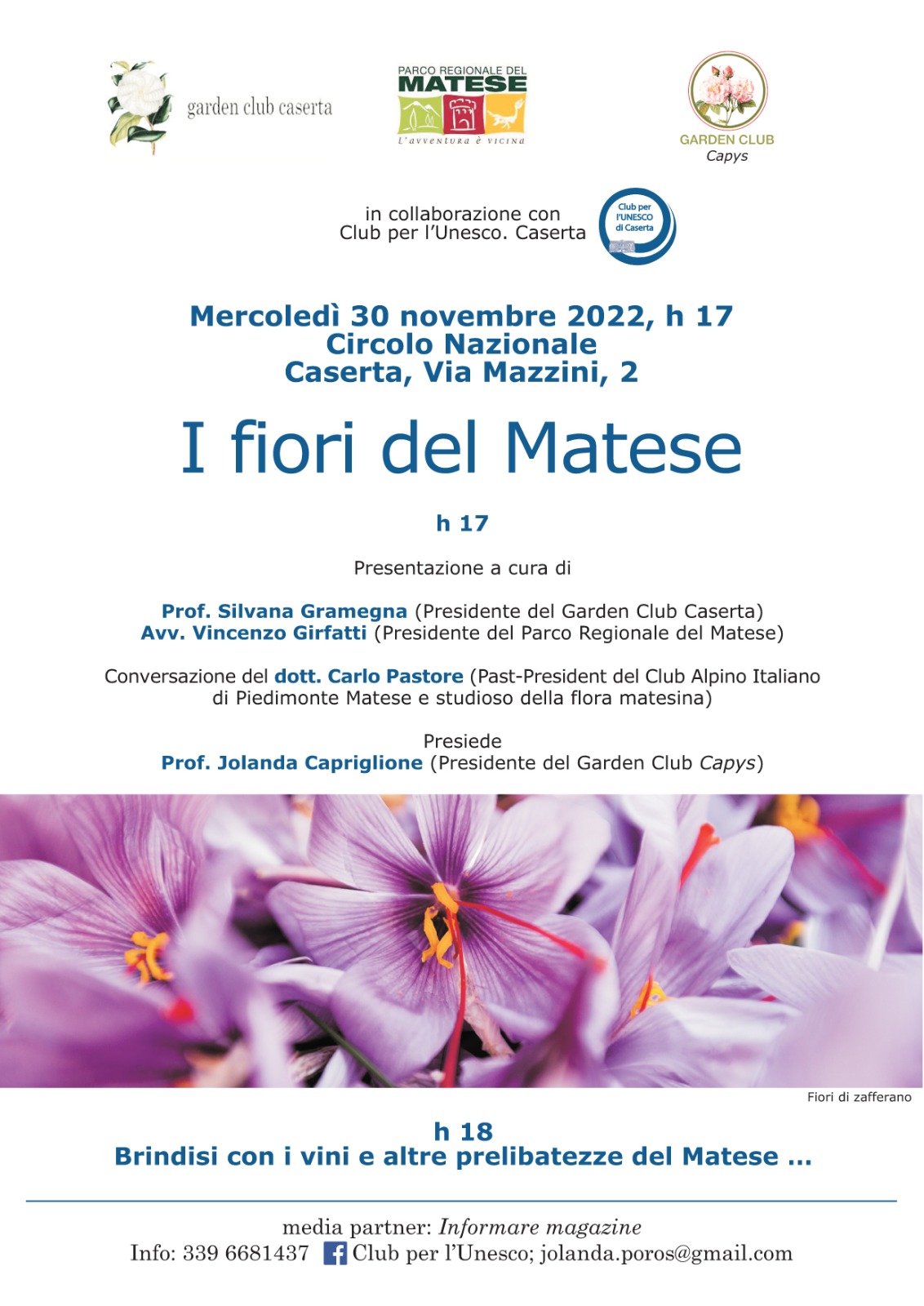 AMBIENTE: I fiori del Matese a Caserta, mercoledì 30 novembre