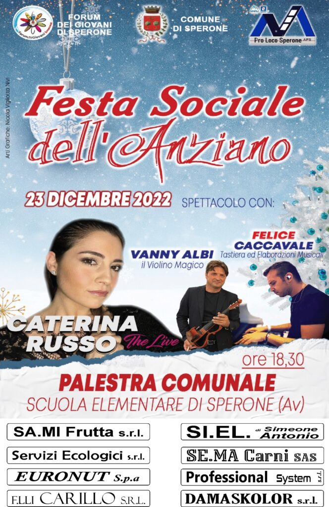 SPERONE. Ritorna la Festa Sociale dellAnziano, il 23 dicembre alla palestra comunale