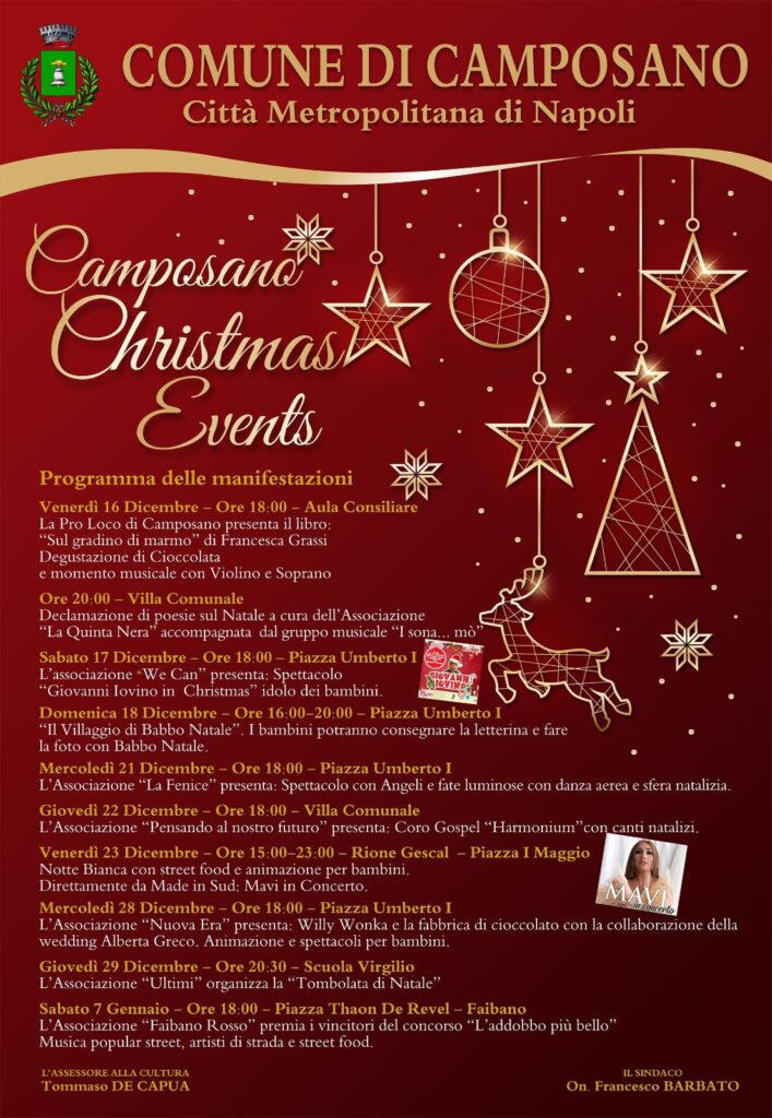 CAMPOSANO. Un Natale ricco di eventi, ecco il programma redatto dall’Amministrazione