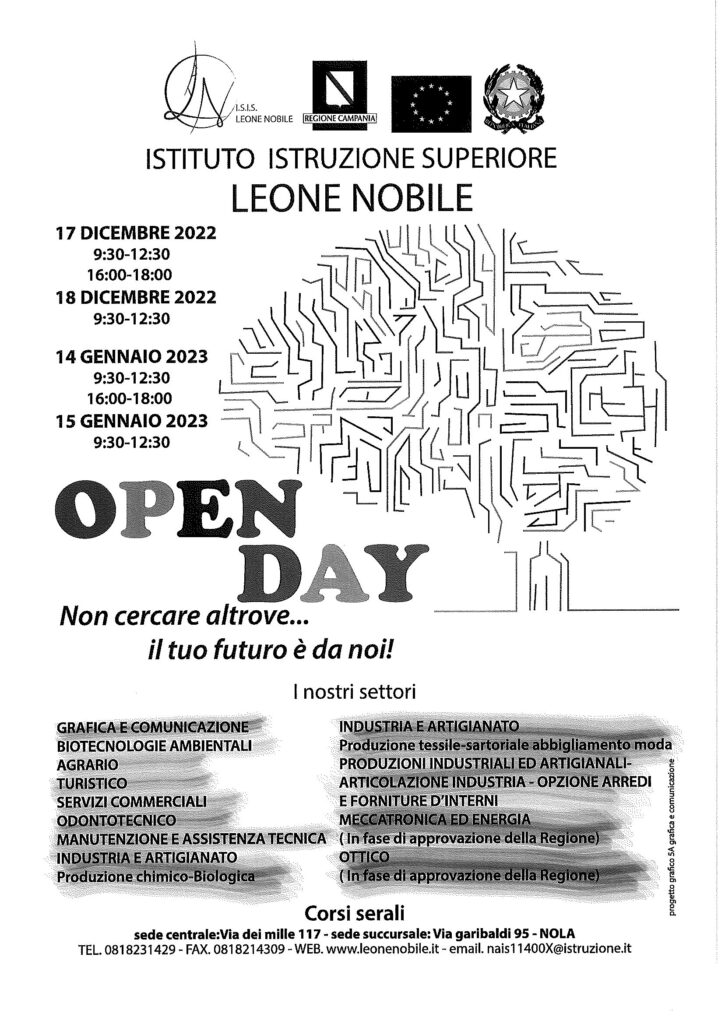 NOLA. Arriva lOpen Day allistituto Superiore “Ambrogio Leone — Umberto Nobile”