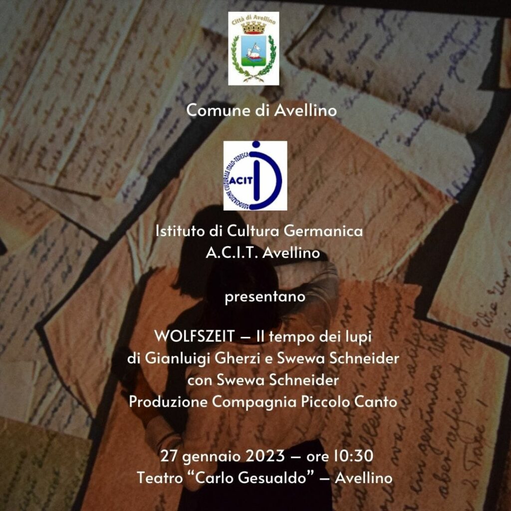 “Wolfszeit Il tempo dei lupi”. Al Teatro “Gesualdo” lo spettacolo di Swewa Schneider e Gianluigi Gherzi per non dimenticare l’orrore dell’Olocausto “Wolfszeit Il tempo dei lupi”. Al Teatro “Gesualdo” lo spettacolo di Swewa Schneider e Gianluigi Gherzi per non dimenticare l’orrore dell’Olocausto