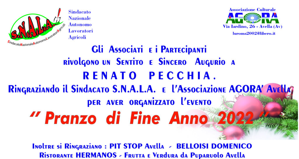 L’associazione Agorà Avella ha riproposto il pranzo di fine anno