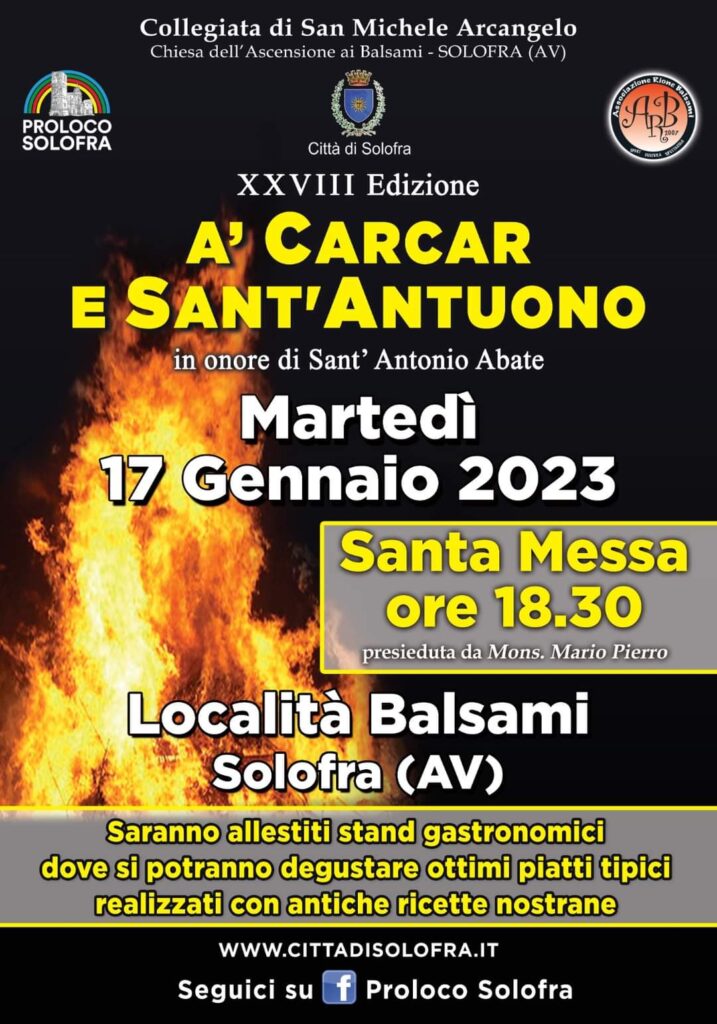 Il 17 Gennaio 2023 a Solofra la tradizione delle Carcare di SantAntuono infiamma le piazze Il 17 Gennaio 2023 a Solofra la tradizione delle Carcare di SantAntuono infiamma le piazze