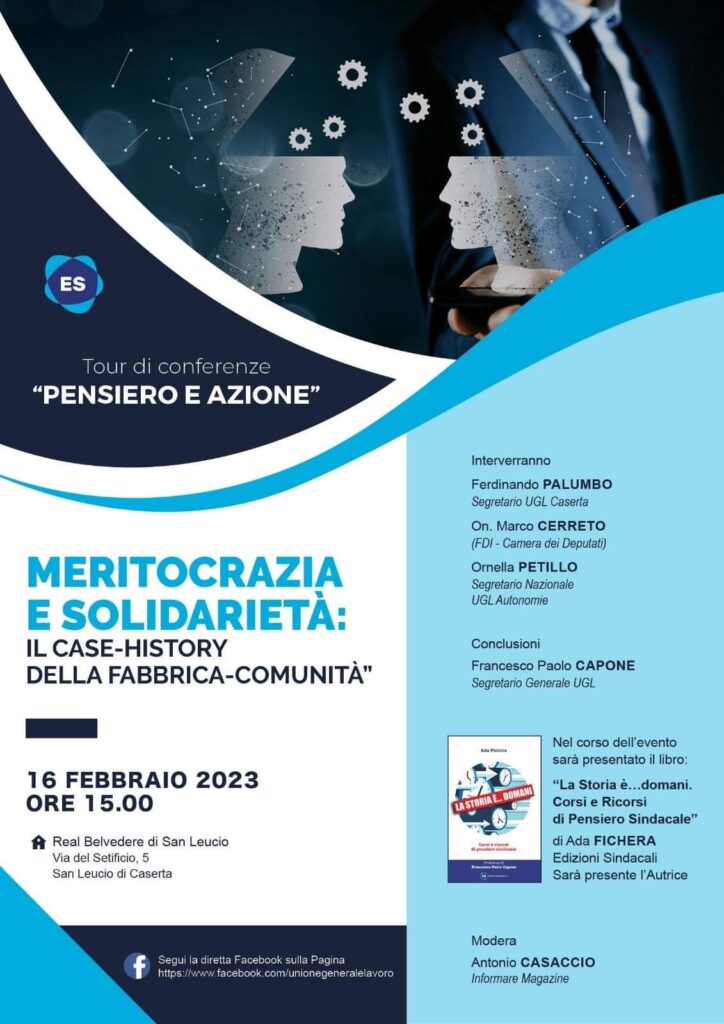 Ugl. Giovedì 16 il Segretario Capone farà visita a Caserta per discutere del sindacato del futuro