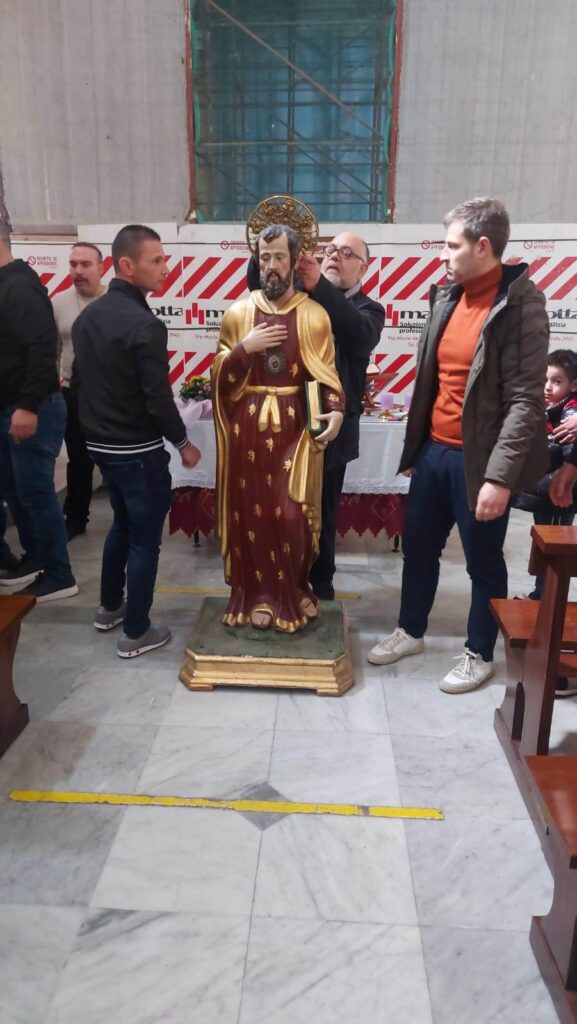 TUFINO (NA). La statua di San Bartolomeo Ap. portata a restaurare