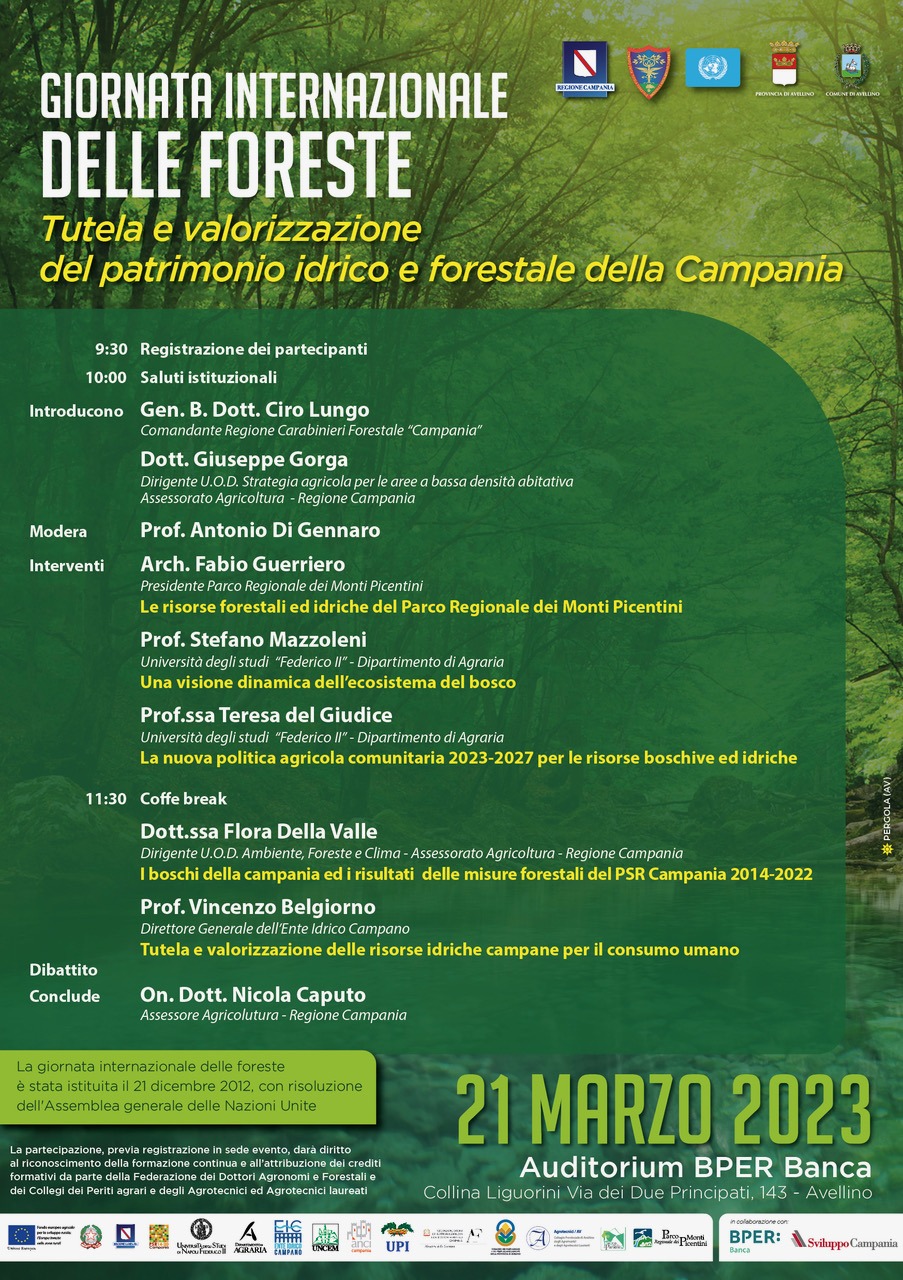 Giornata internazionale delle Foreste   Tutela e valorizzazione del patrimonio idrico e forestale della Campania”