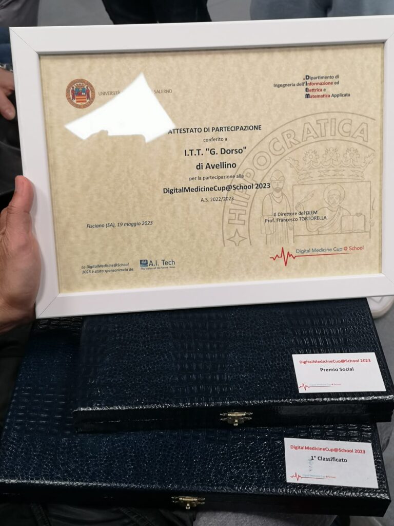 Primo posto dell’Istituto Tecnico Tecnologico Guido Dorso di Avellino al DigitalMedicineCup@School.