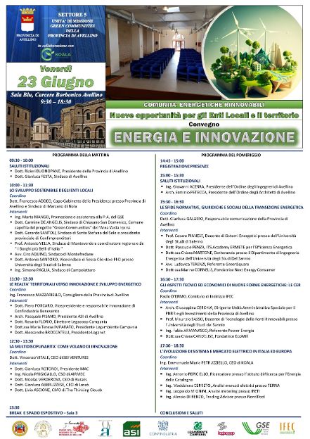 “Energia e Innovazione”, confronto a più voci organizzato dalla Provincia di Avellino “Energia e Innovazione”, confronto a più voci organizzato dalla Provincia di Avellino