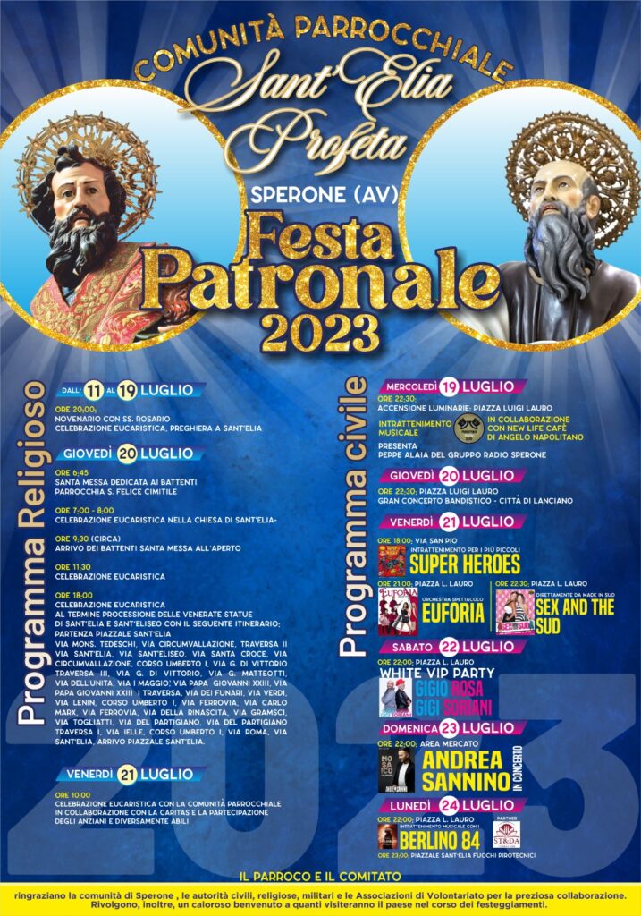 Sperone   Festa Patronale 2023 ricca di eventi