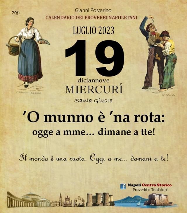 O PRUVERBIO D O JUORNO. Mercoledì 19 luglio 2023 O PRUVERBIO D O JUORNO. Mercoledì 19 luglio 2023