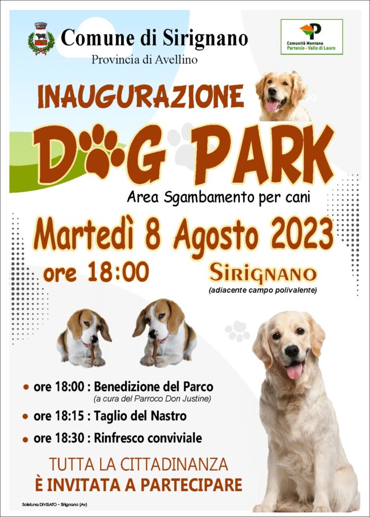 SIRIGNANO (AV). Si inaugura l’area “Dog Park” per gli amici a 4 zampe