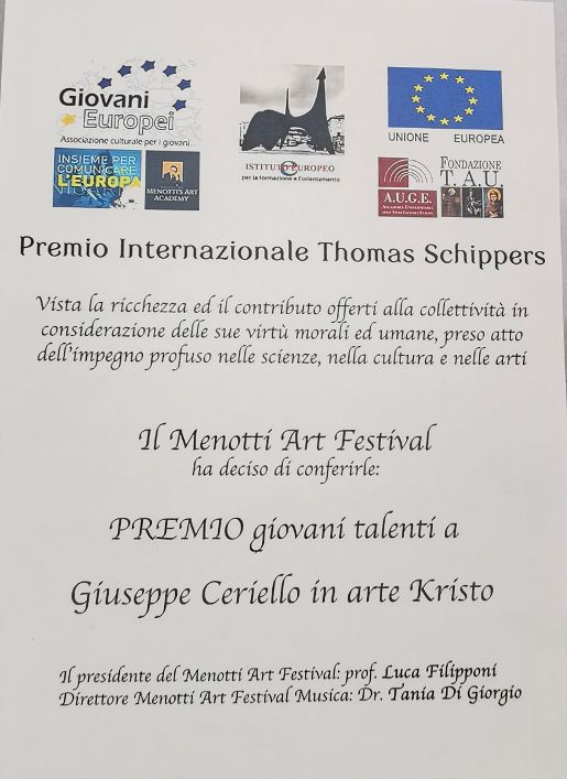 Va al giovane sirignanese Giuseppe Ceriello, in arte Kristo, il prestigioso Premio internazionele Thomas Schippers di Spoleto.