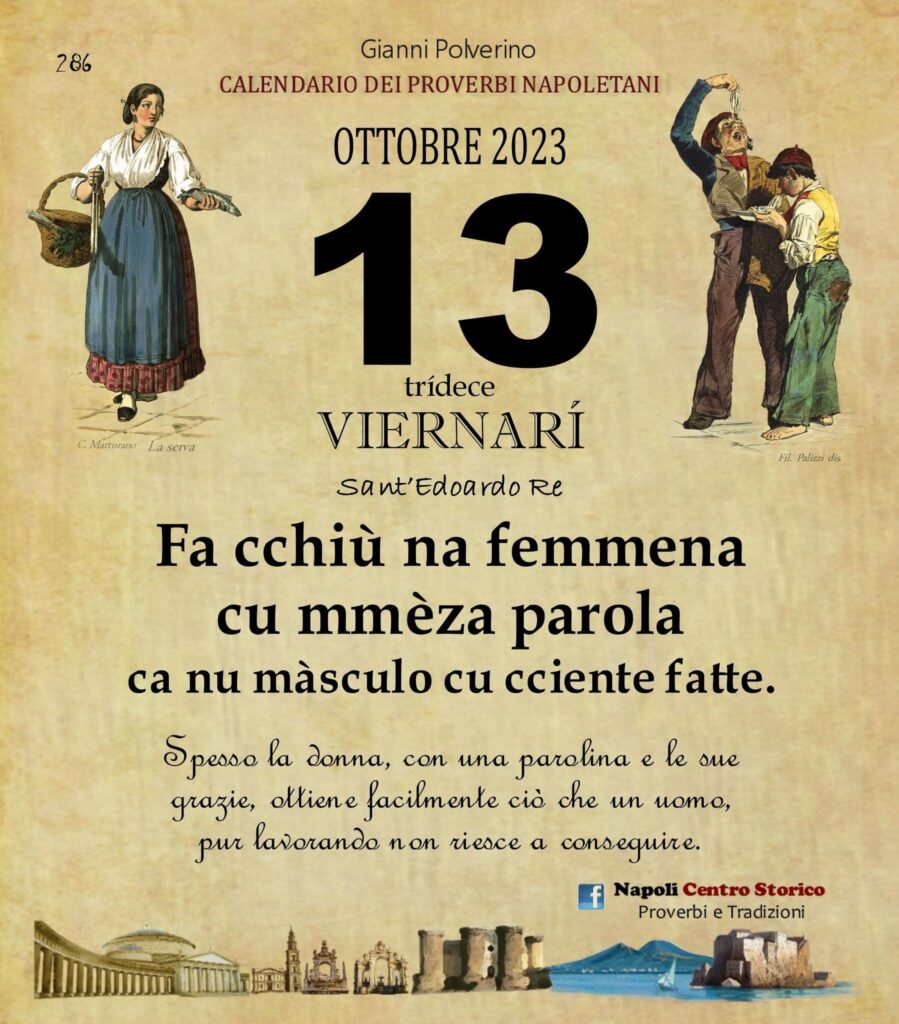O PRUVERBIO D O JUORNO. Venerdì 13 ottobre 2023