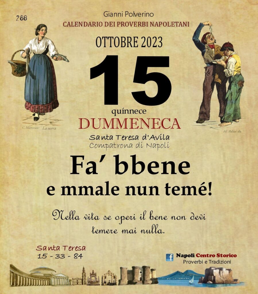 O PRUVERBIO D O JUORNO. Domenica 15 ottobre 2023