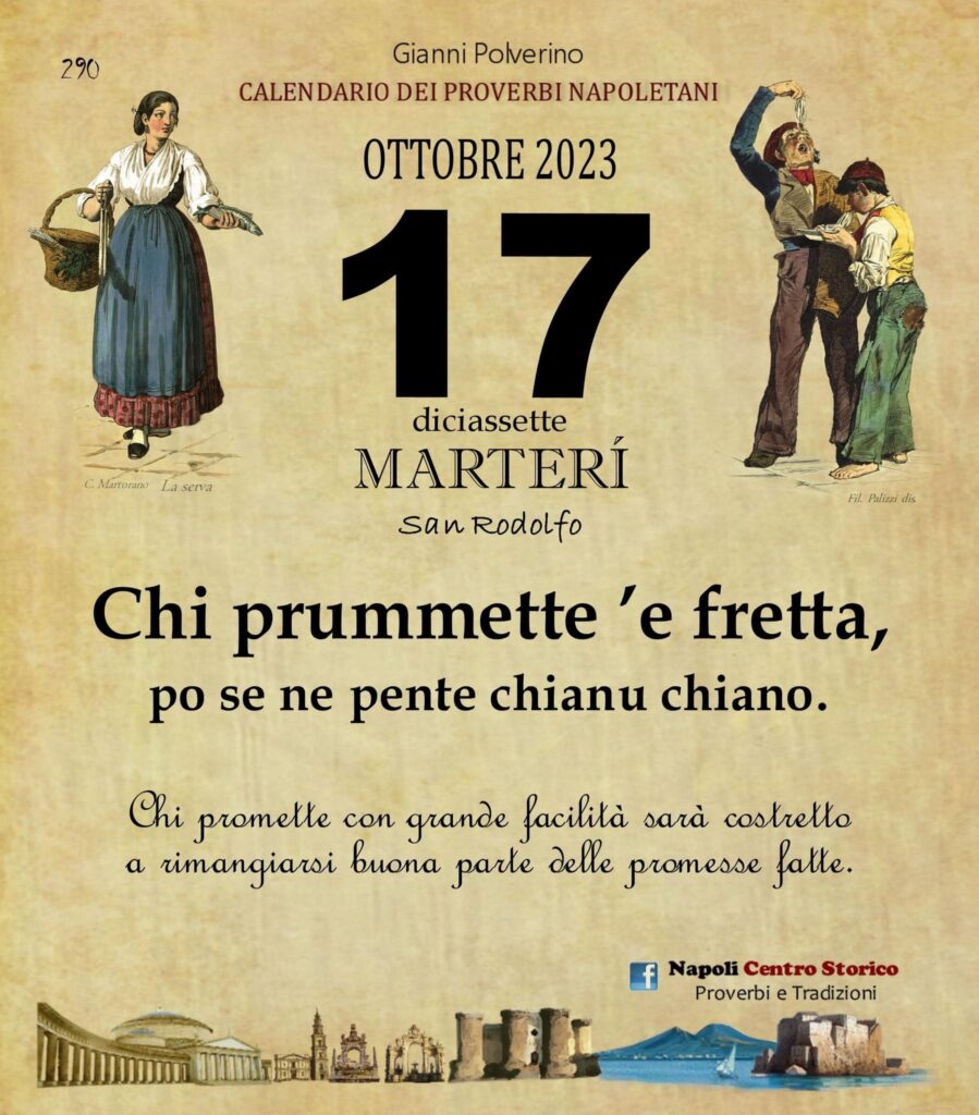 O PRUVERBIO D O JUORNO. Martedì 17 ottobre 2023