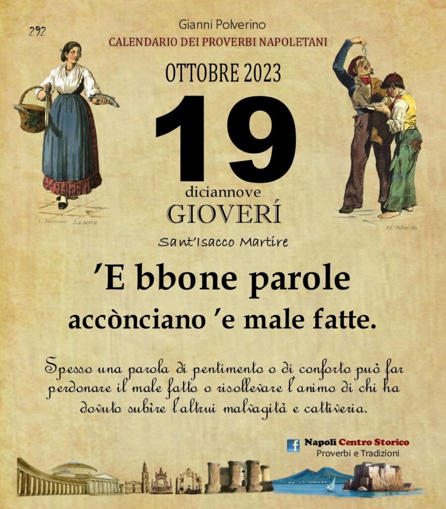 O PRUVERBIO D O JUORNO. Giovedì 19 ottobre 2023