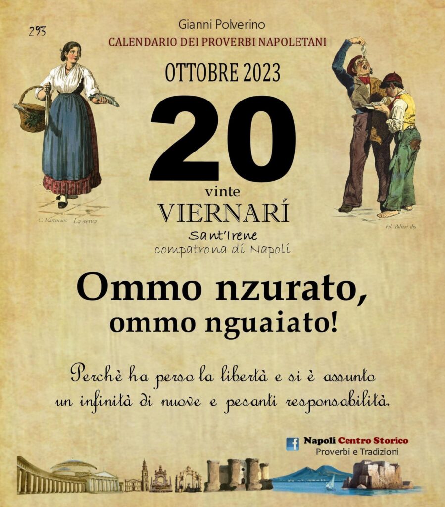 O PRUVERBIO D O JUORNO. Venerdì 20 ottobre 2023