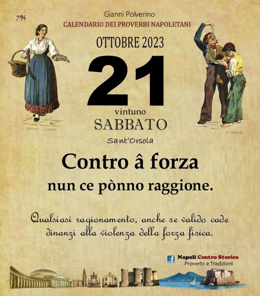 O PRUVERBIO D O JUORNO. Sabato 21 ottobre 2023