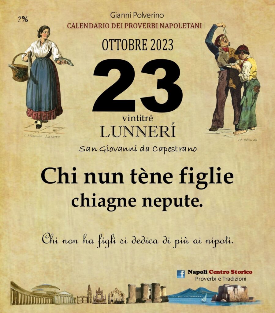 O PRUVERBIO D O JUORNO. Lunedì 23 ottobre 2023