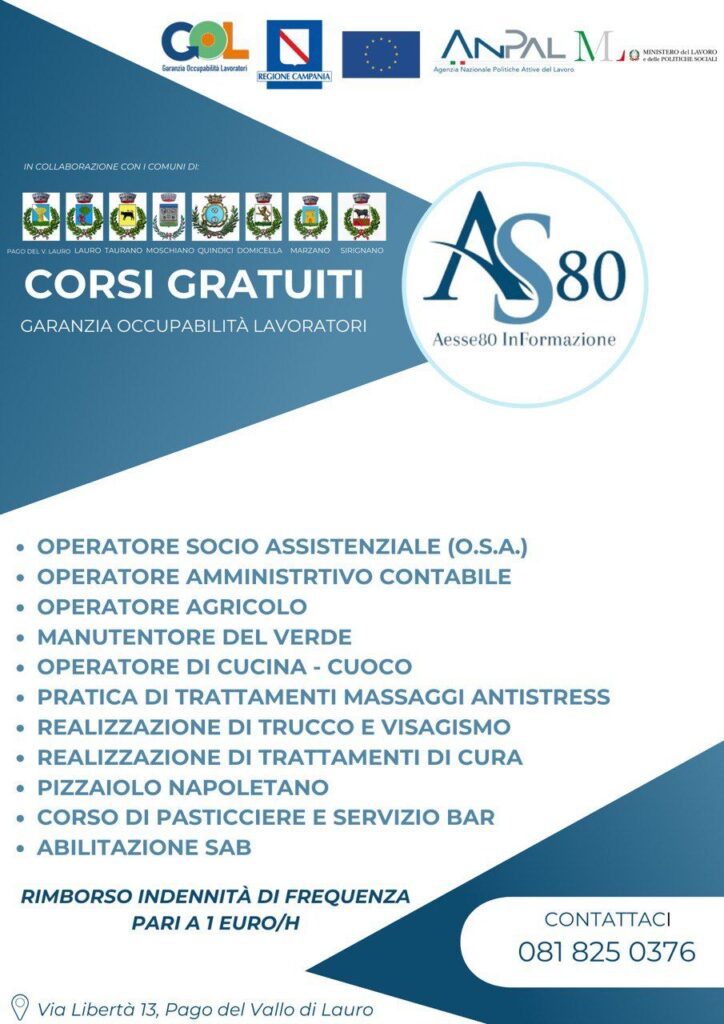 Corsi di Formazione GOL nel Vallo di Lauro e Sirignano: Investire nel Futuro Professionale dei Cittadini