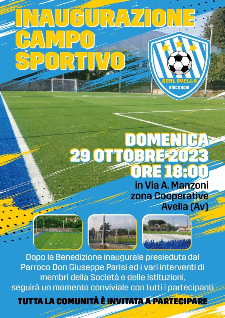Avella, nuovo campetto Sportivo nella zona Cooperative, oggi linaugurazione