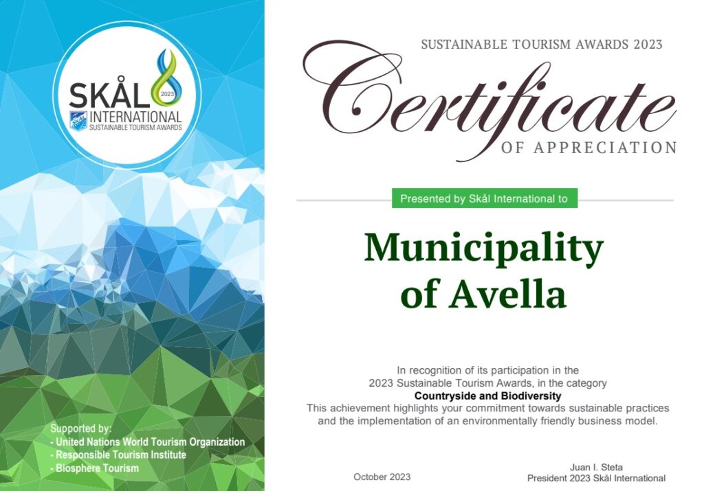 AVELLA. Agli “Skal Europe Award 2023” vince il progetto “DMO Irpinia” promosso dal Comune di Avella. FOTO