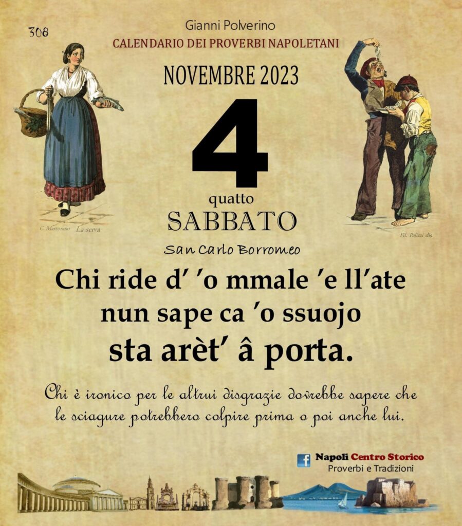O PRUVERBIO D O JUORNO. Sabato 4 novembre 2023