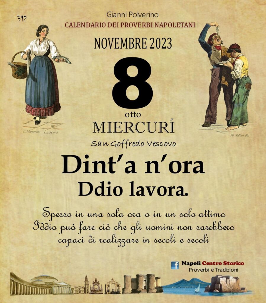 O PRUVERBIO D O JUORNO. Mercoledì 8 novembre 2023