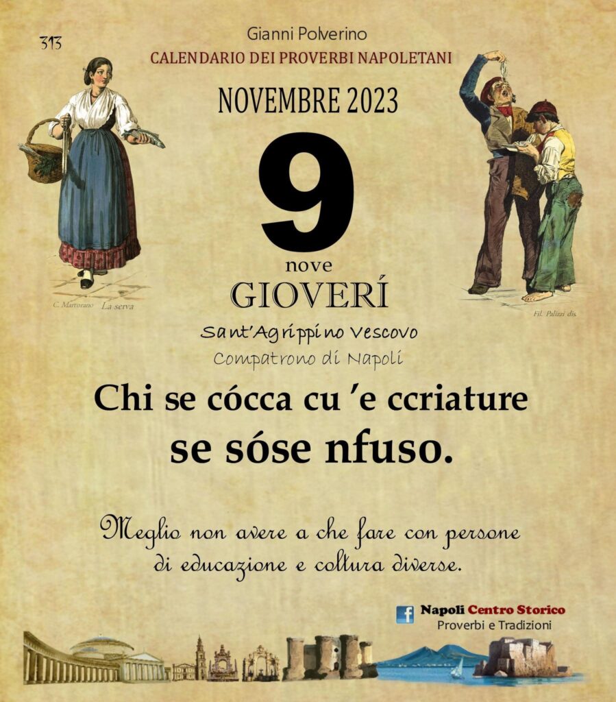 O PRUVERBIO D O JUORNO. Giovedì 9 novembre 2023
