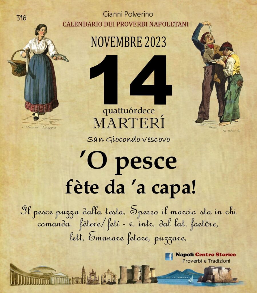 O PRUVERBIO D O JUORNO. Martedì 14 novembre 2023