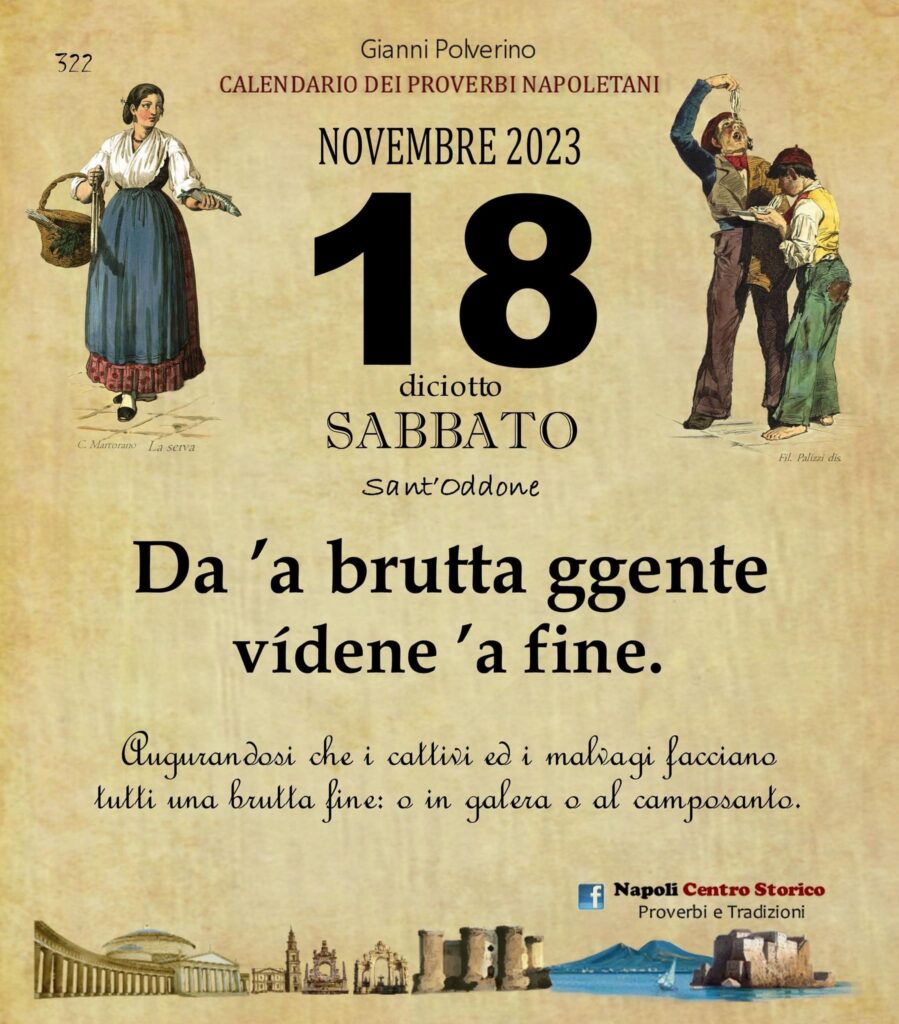 O PRUVERBIO D O JUORNO. Sabato 18 novembre 2023