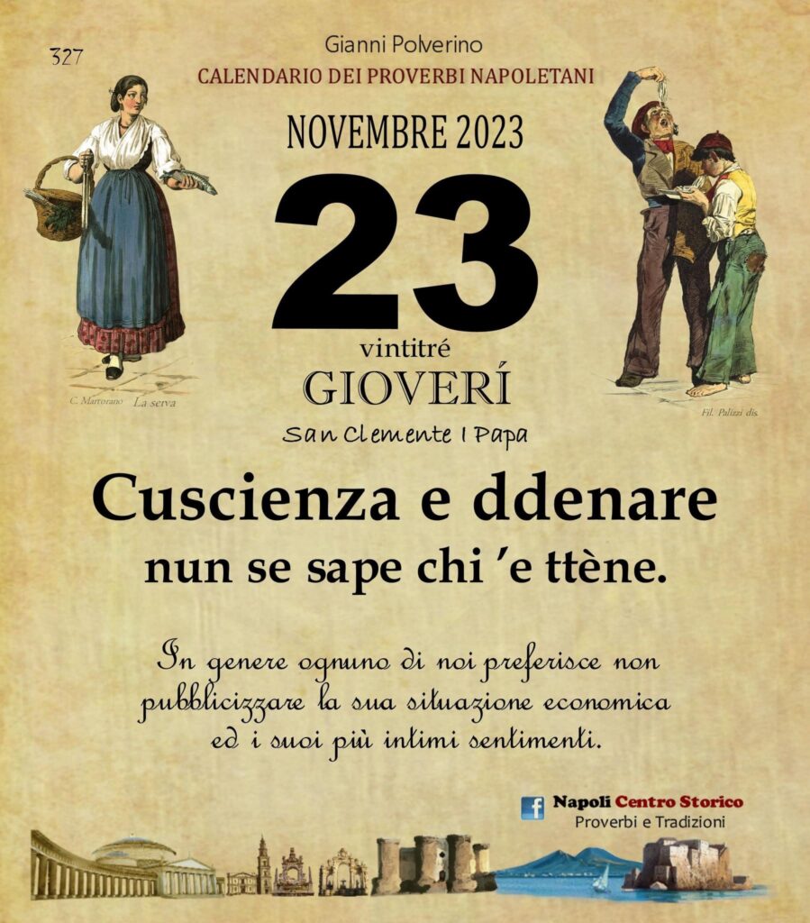 O PRUVERBIO D O JUORNO. Giovedì 23 novembre 2023