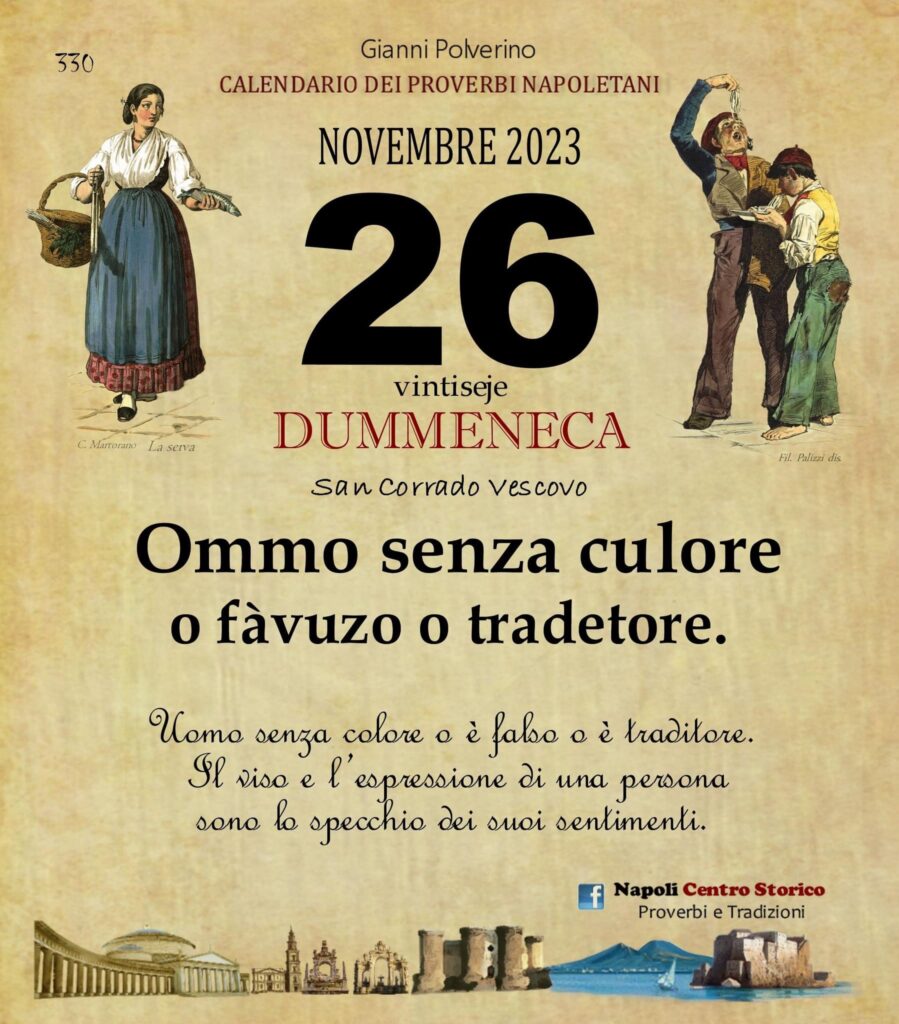 O PRUVERBIO D O JUORNO. Domenica 26 novembre 2023