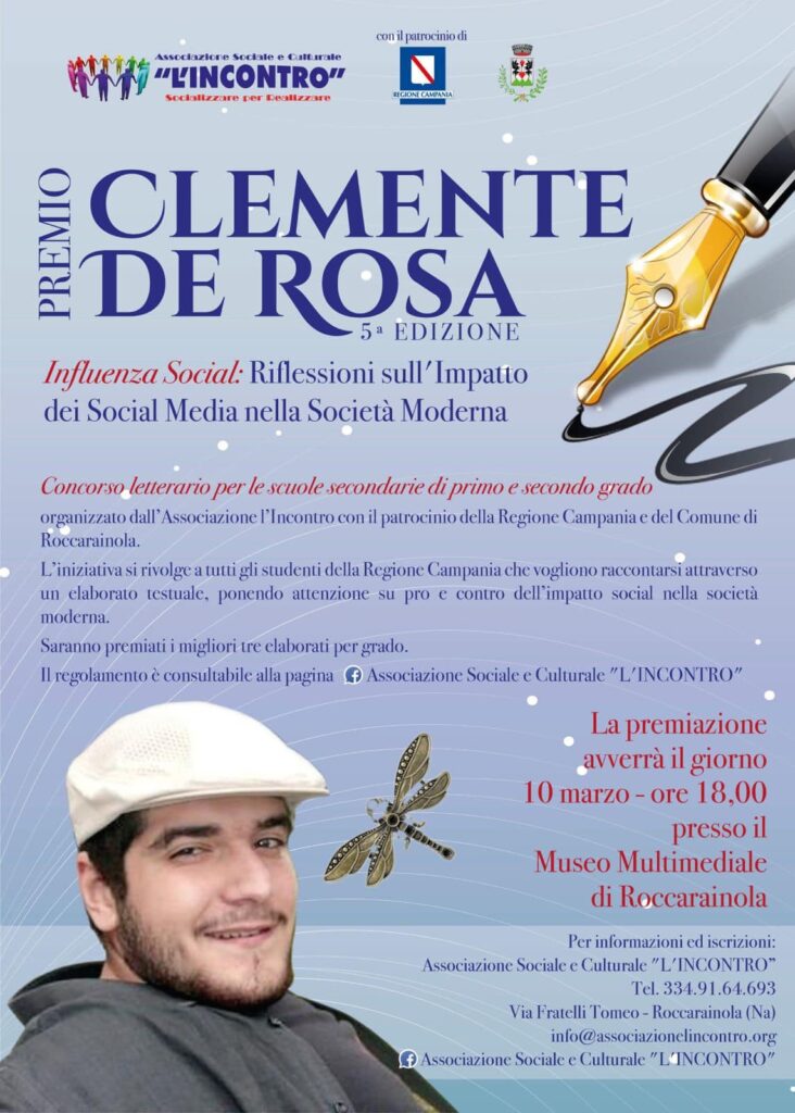 V Edizione del Premio Letterario “Clemente De Rosa”, a marzo 2024 la premiazione. Ecco come partecipare