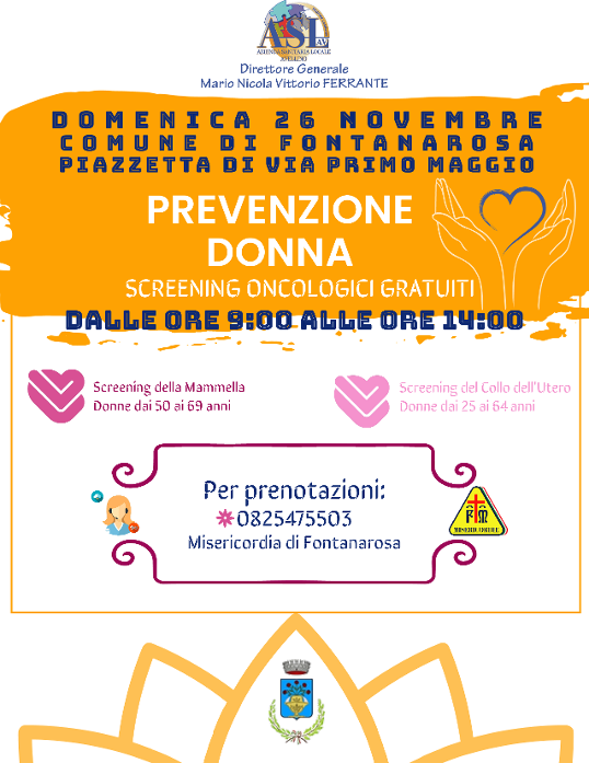 Screening oncologici, i camper dell’Asl sabato a Chiusano e domenica a Fontanarosa Screening oncologici, i camper dell’Asl sabato a Chiusano e domenica a Fontanarosa