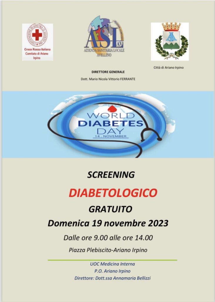 Giornata del diabete, Il 19 novembre screening gratuito ad Ariano Irpino