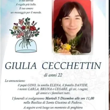 Giulia Cecchettin: i funerali a Padova martedì 5 dicembre,