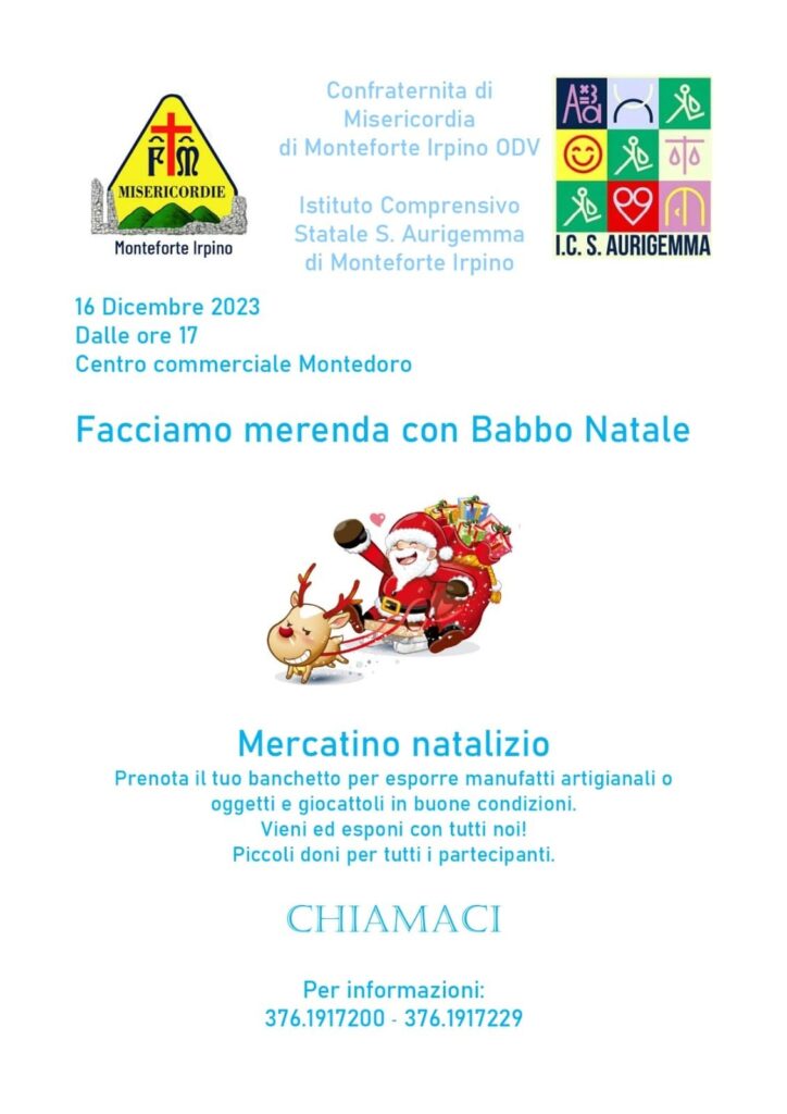 Facciamo merenda con Babbo Natale: Una dolce iniziativa della Confraternita di Misericordia di Monteforte Irpino