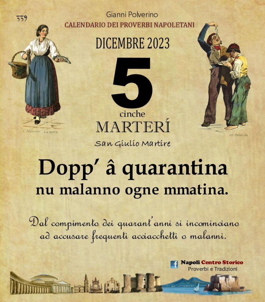 O PRUVERBIO D O JUORNO. Martedì 5 dicembre 2023