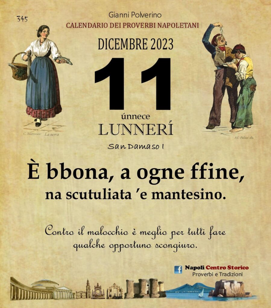 O PRUVERBIO D O JUORNO. Lunedì 11 dicembre 2023