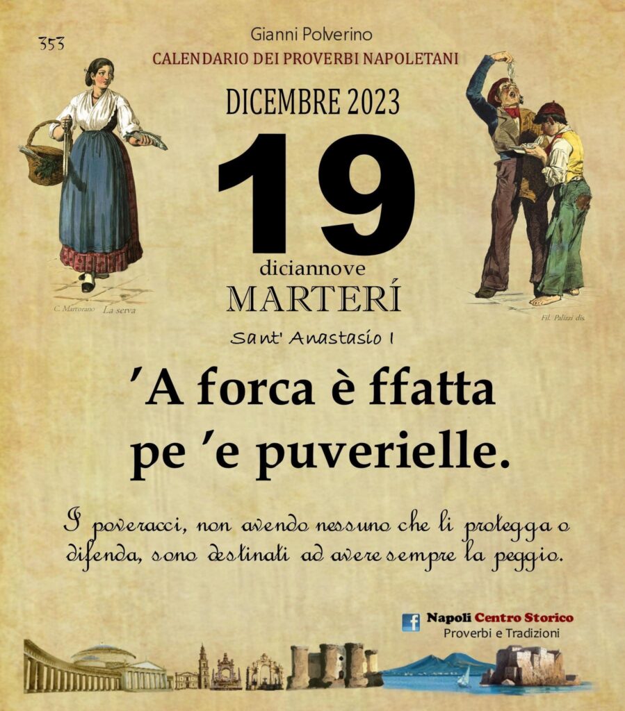 O PRUVERBIO D O JUORNO. Martedì 19 dicembre 2023