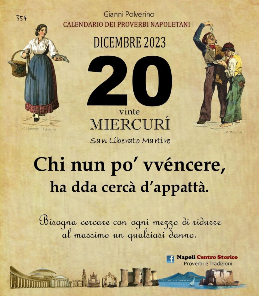 O PRUVERBIO D O JUORNO. Mercoledì 20 dicembre 2023